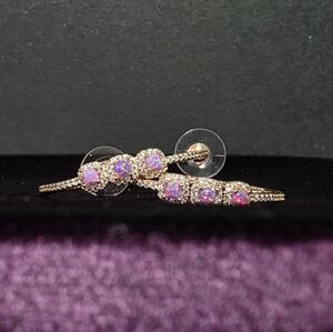 BP Purple Ice Cryatal And Rose Gold Hoop Earrings
